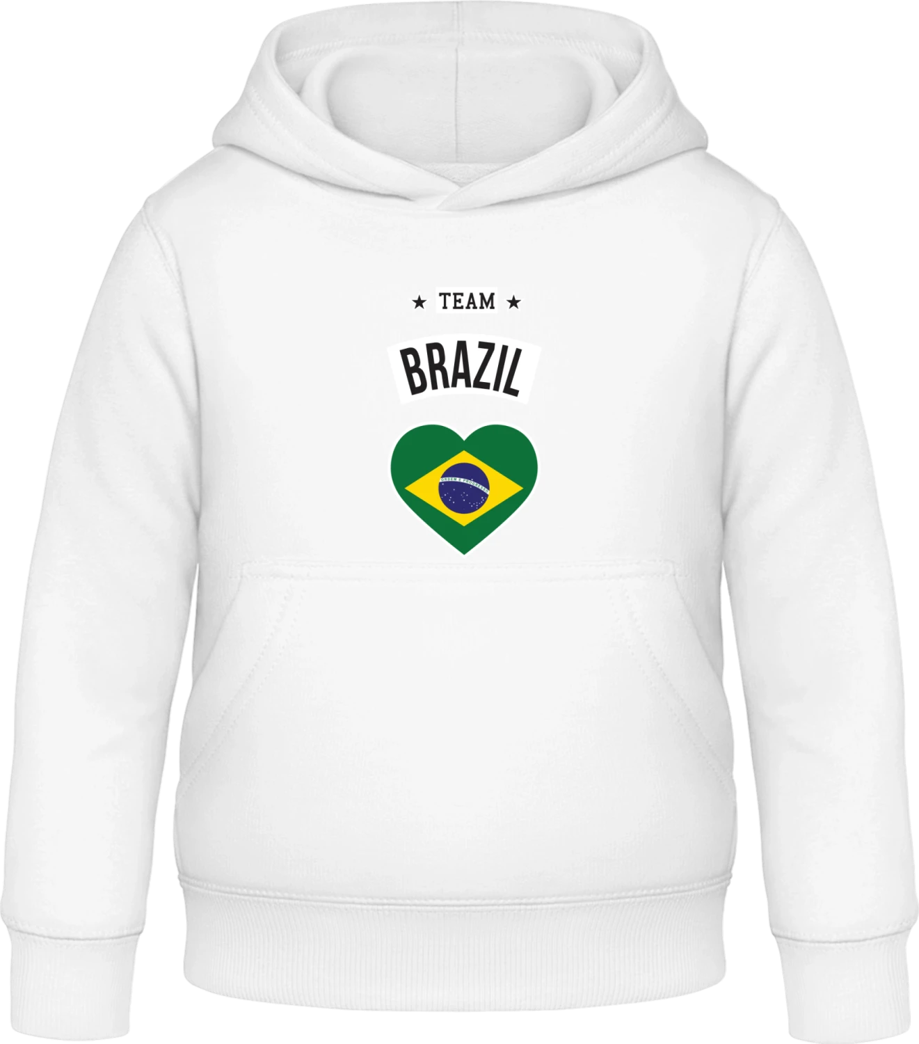 Team Brazil Heart - Arctic white Awdis Hoodie Kids - Front