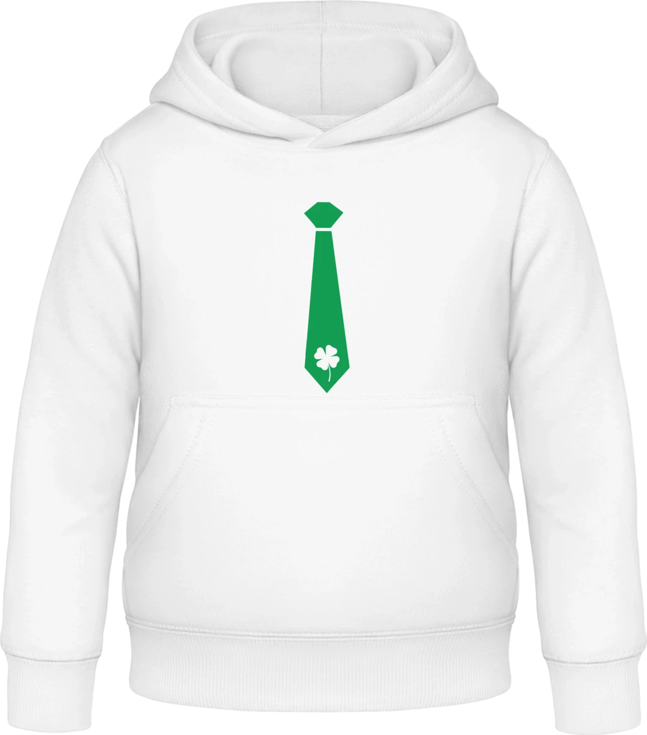 Green Tie - Arctic white Awdis Hoodie Kids - Front