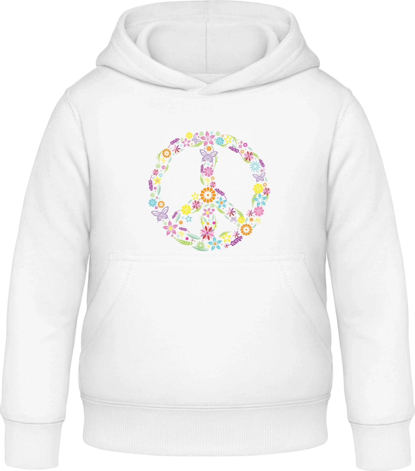 Peace Sign with Flowers - Arctic white Awdis Hoodie Kids - Front