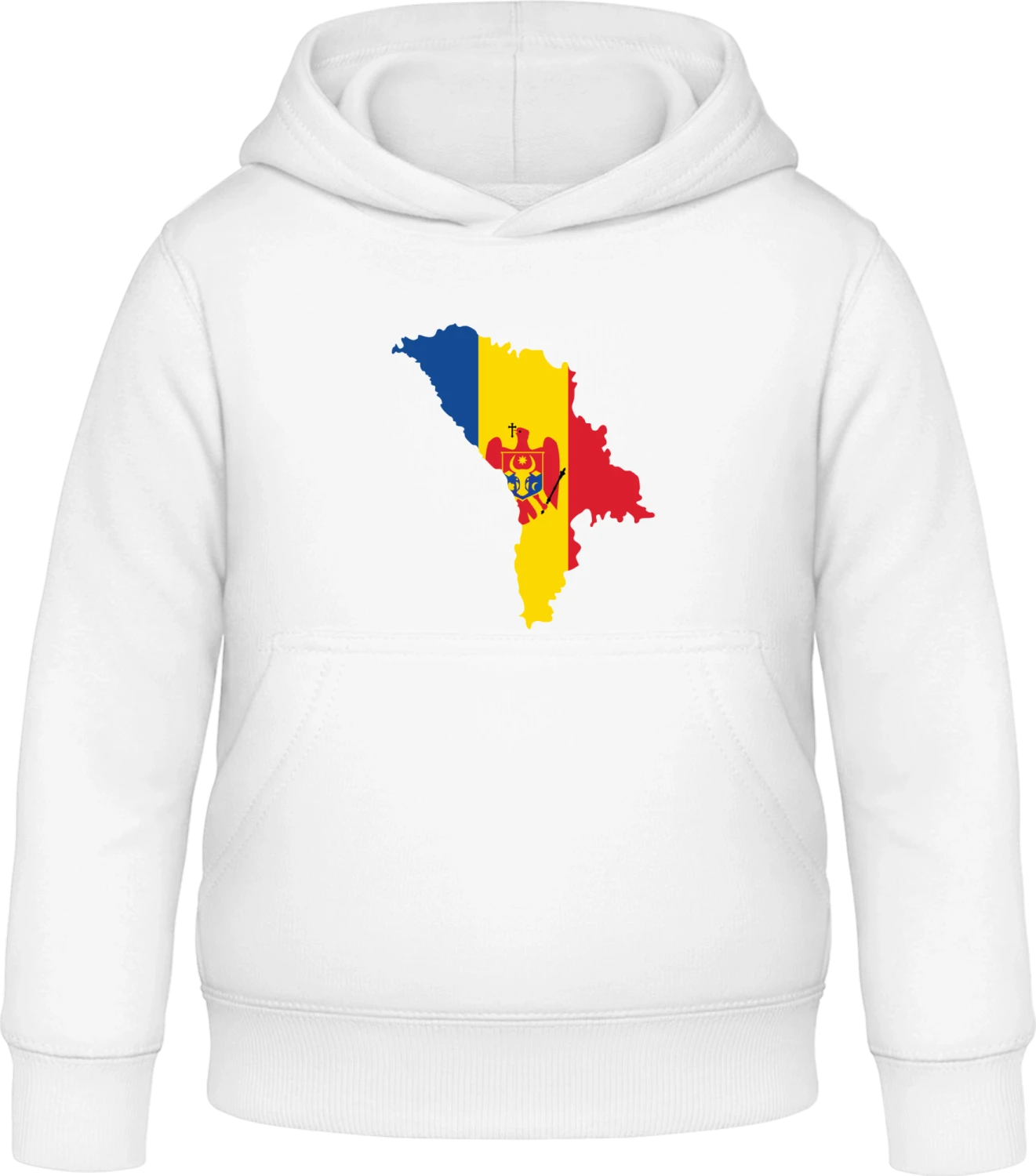 Moldova Map Crest - Arctic white Awdis Hoodie Kids - Front