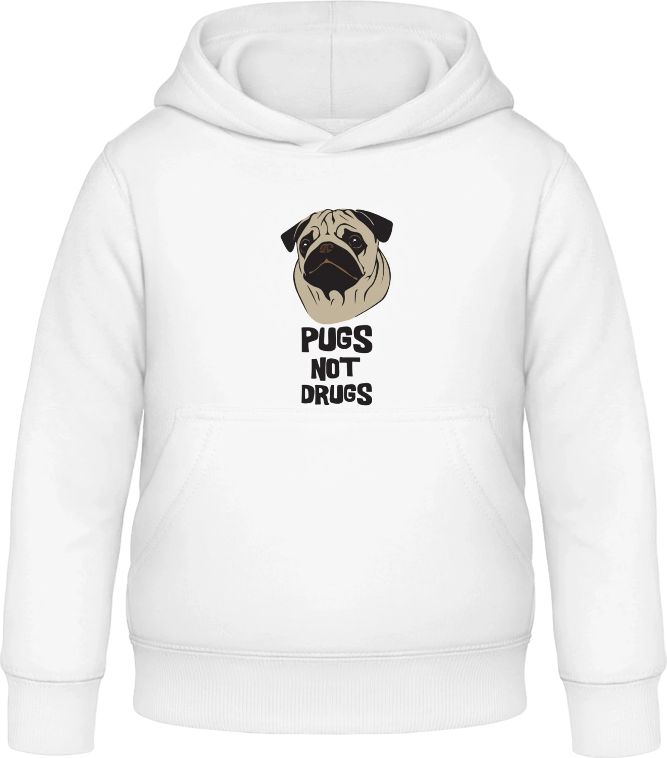 Pugs Not Drugs - Arctic white Awdis Hoodie Kids - Front