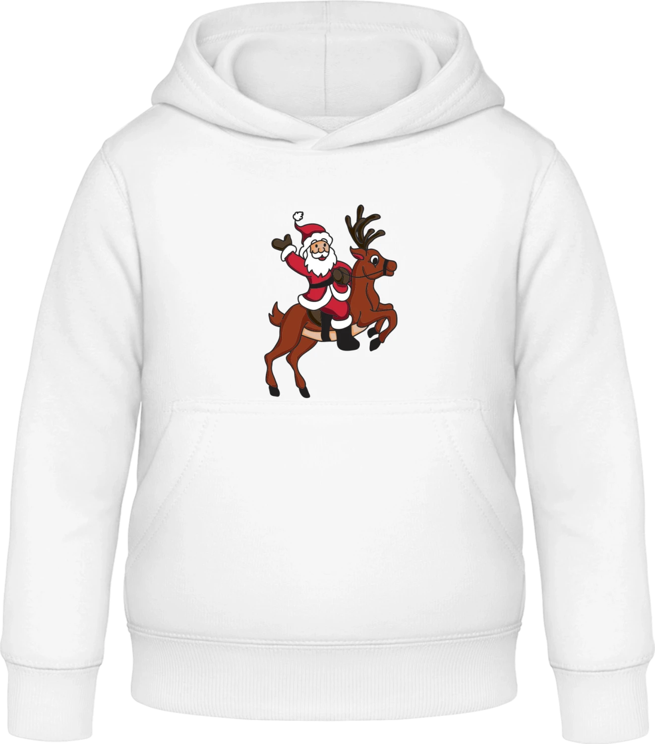 Santa Claus Riding Reindeer - Arctic white Awdis Hoodie Kids - Front