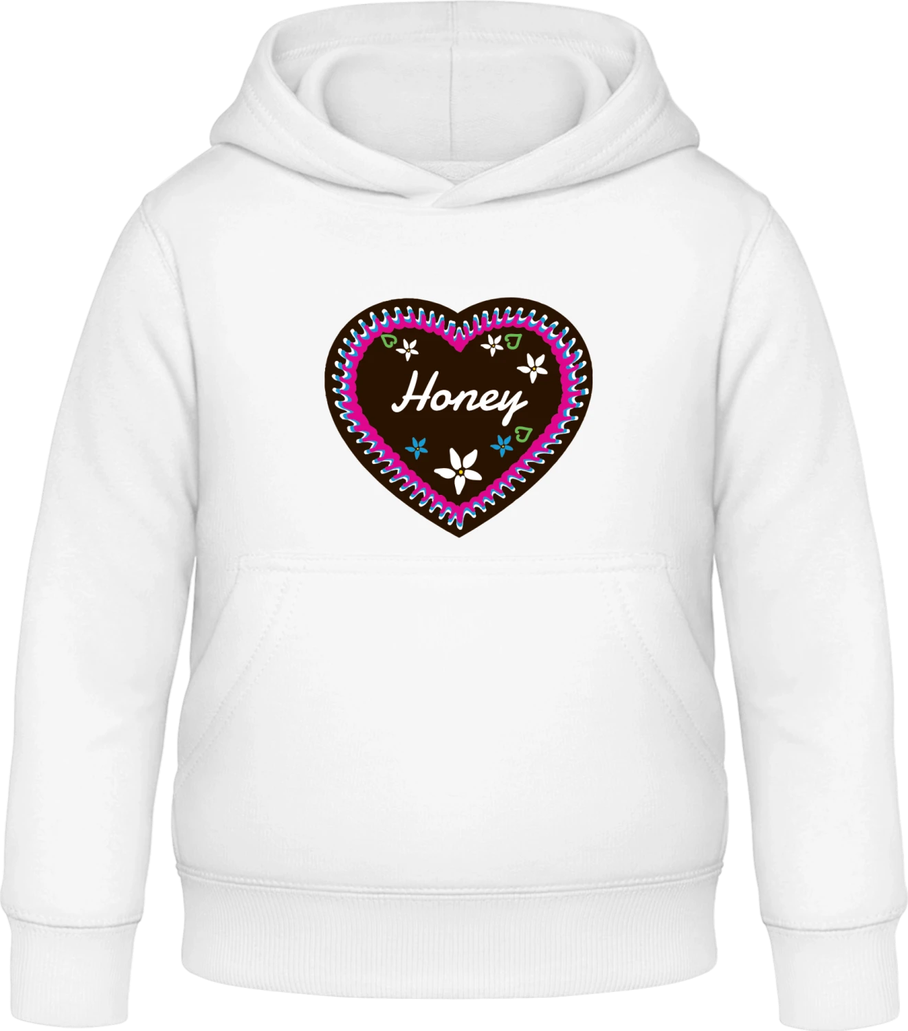 Honey Gingerbread heart - Arctic white Awdis Hoodie Kids - Front