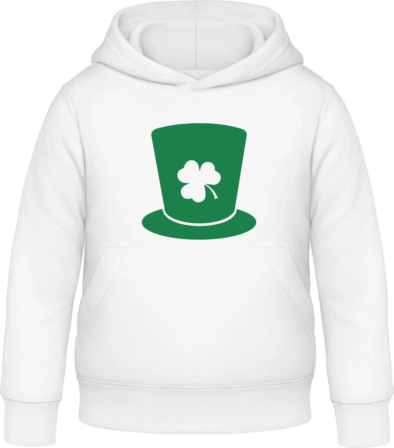 St. Patricks Day Hat - Arctic white Awdis Hoodie Kids - Front