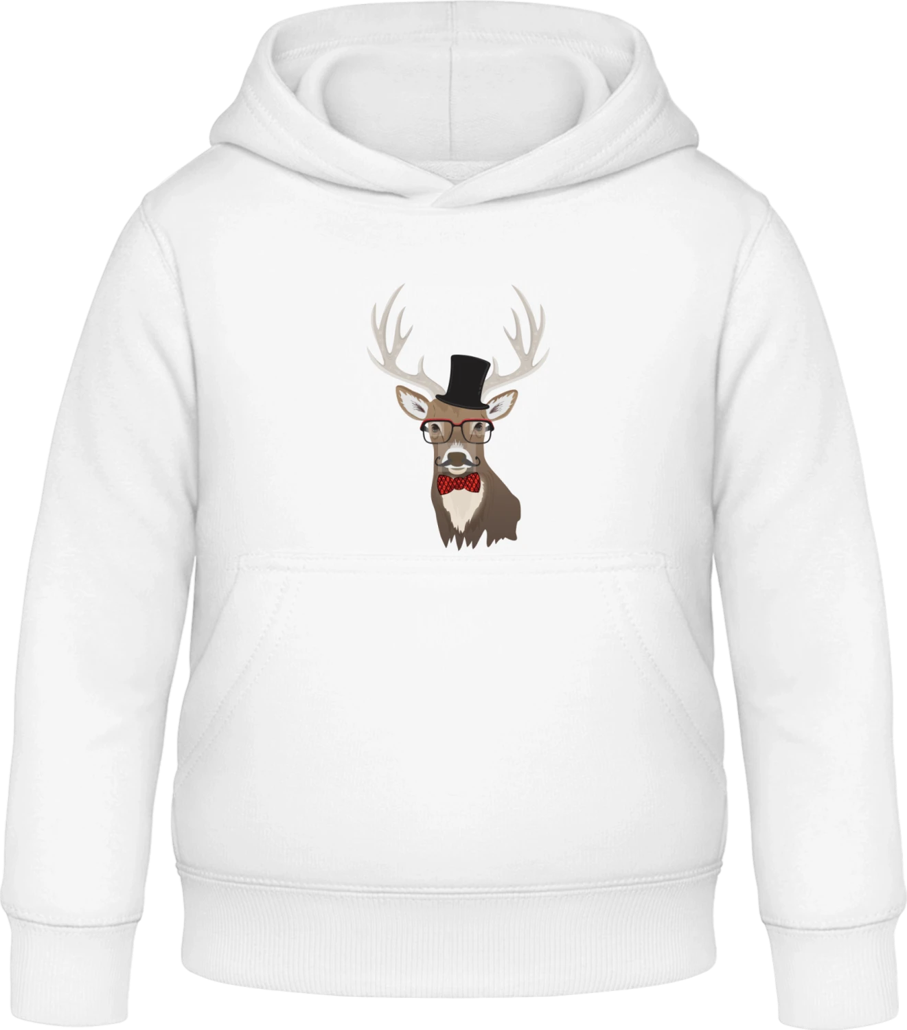 Mustache Deer Stag - Arctic white Awdis Hoodie Kids - Front