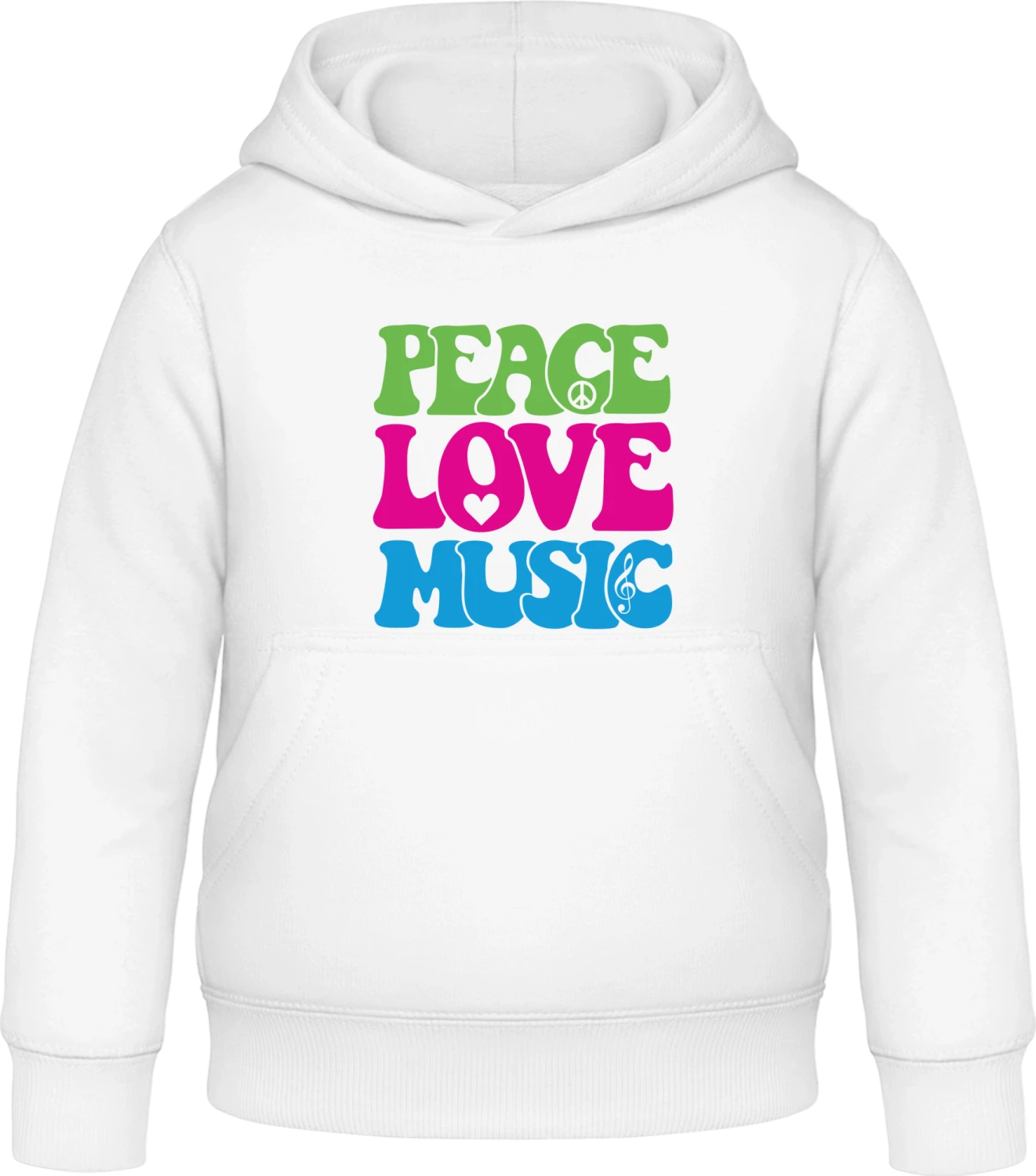 Peace Love Music - Arctic white Awdis Hoodie Kids - Front