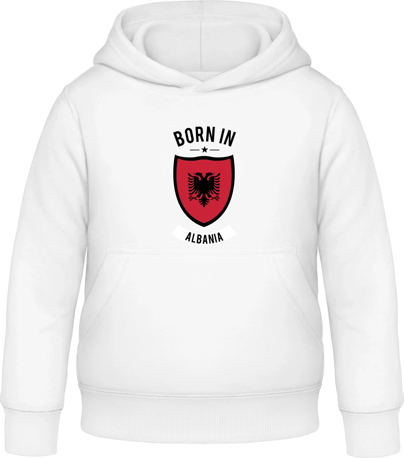 Born in Albania - Arctic white Awdis Hoodie Kids - Front