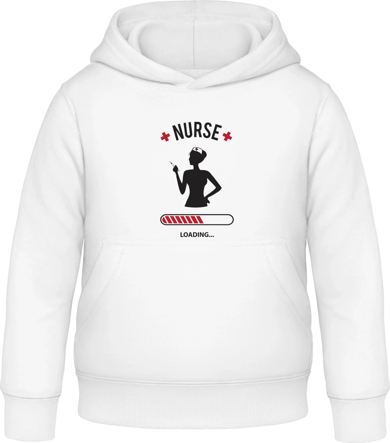 Nurse Loading - Arctic white Awdis Hoodie Kids - Front