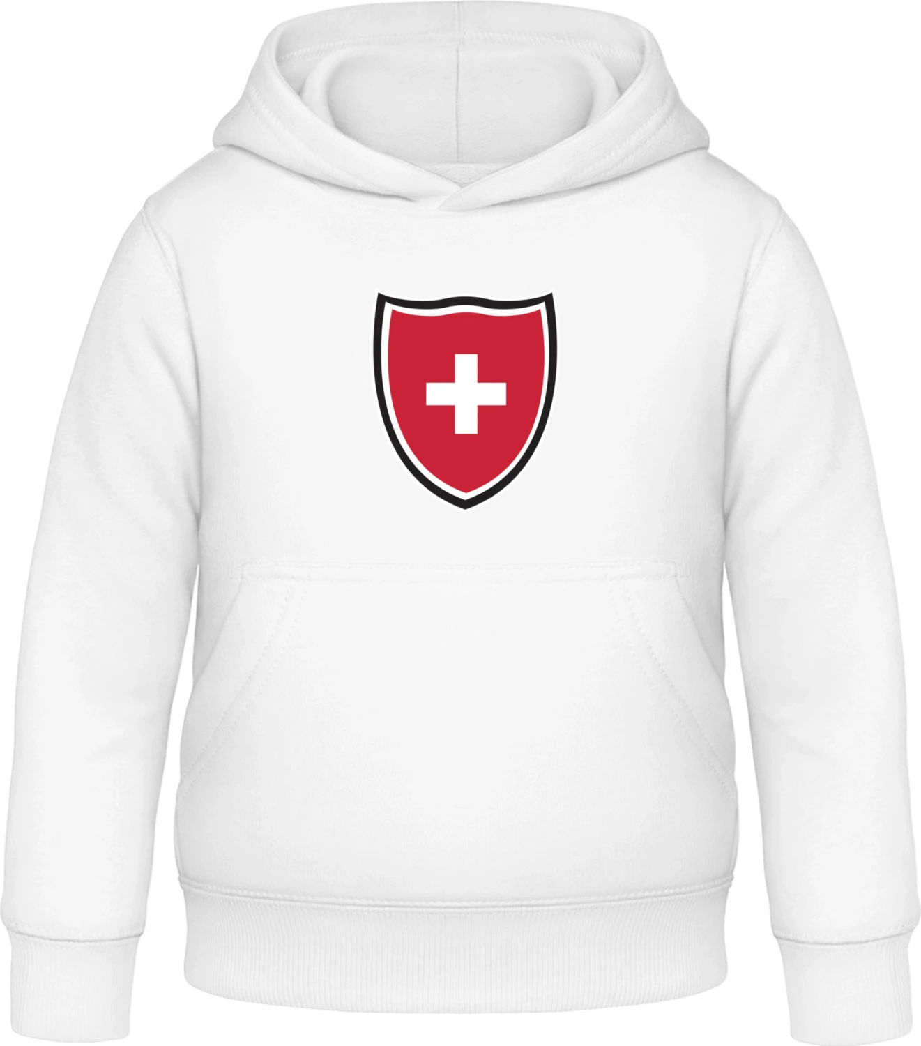 Switzerland Shield Flag - Arctic white Awdis Hoodie Kids - Front