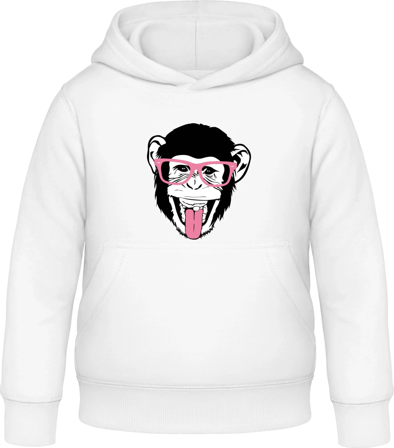 Chimpanzee With Glasses - Arctic white Awdis Hoodie Kids - Front