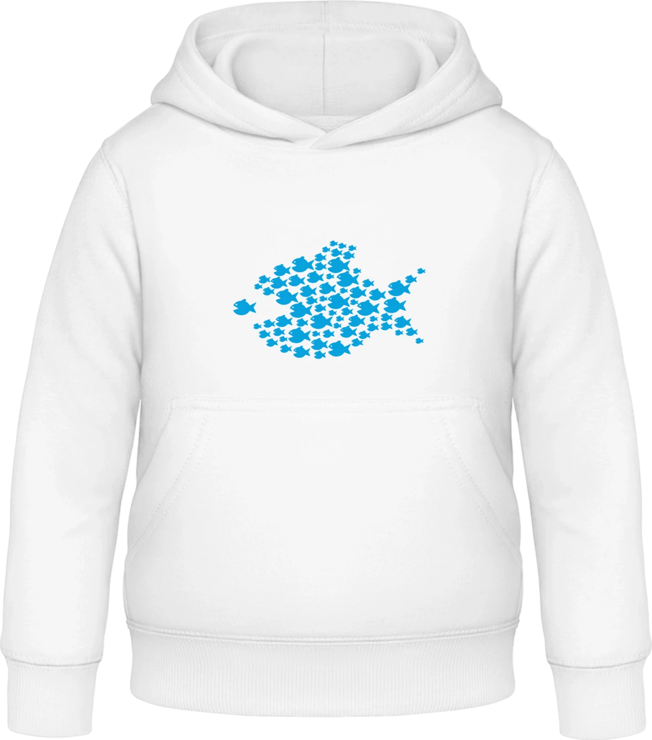 Blue Fish Big And Small - Arctic white Awdis Hoodie Kids - Front