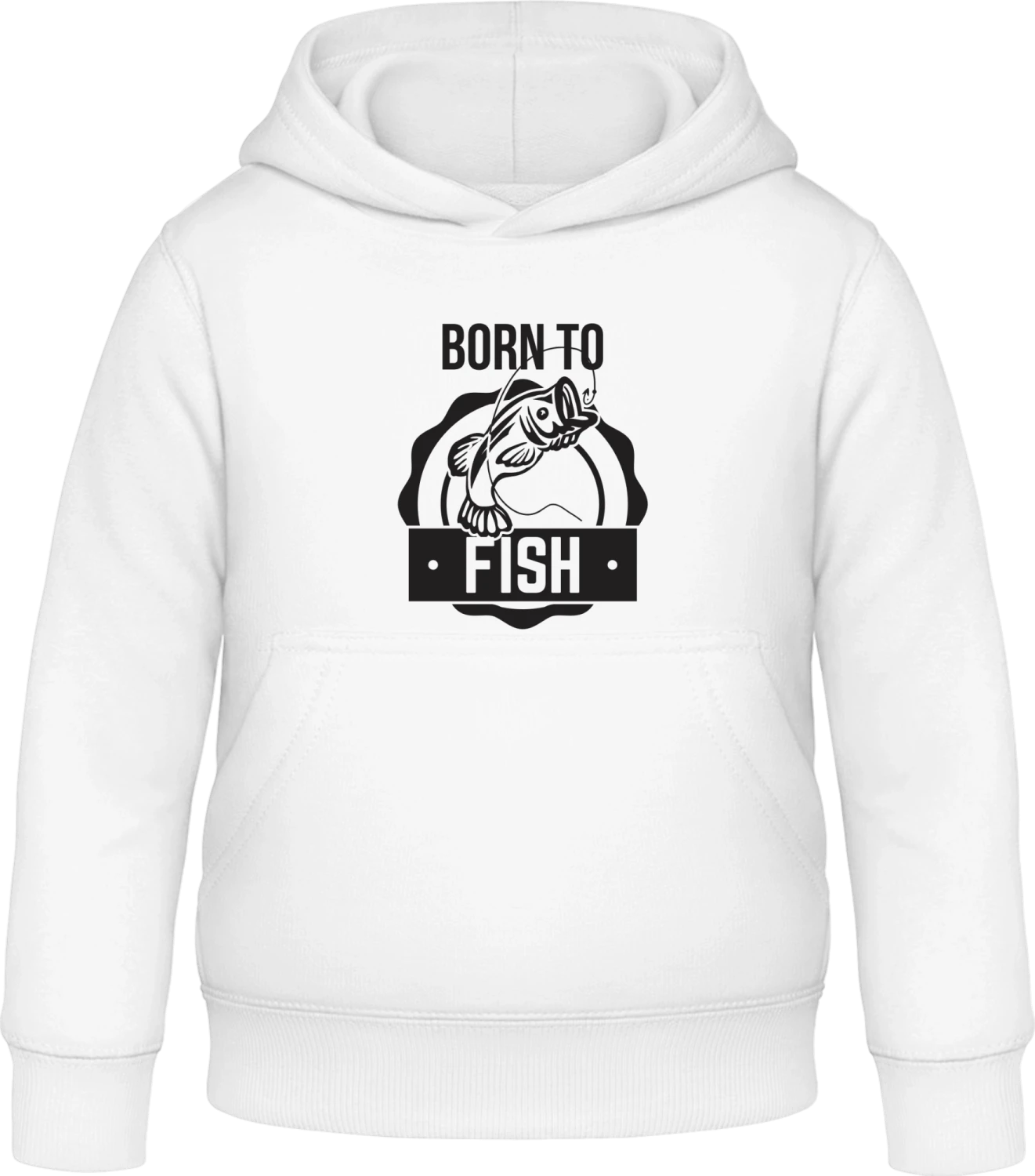 Born To Fish Logo - Arctic white Awdis Hoodie Kids - Front