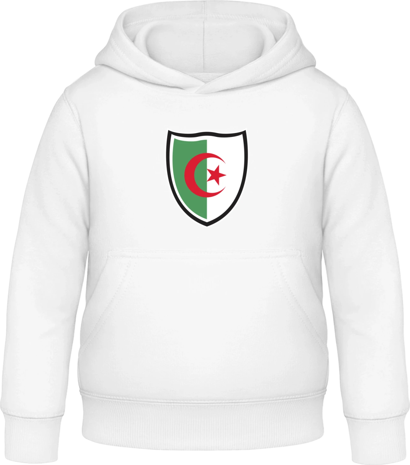 Algeria Flag Shield - Arctic white Awdis Hoodie Kids - Front