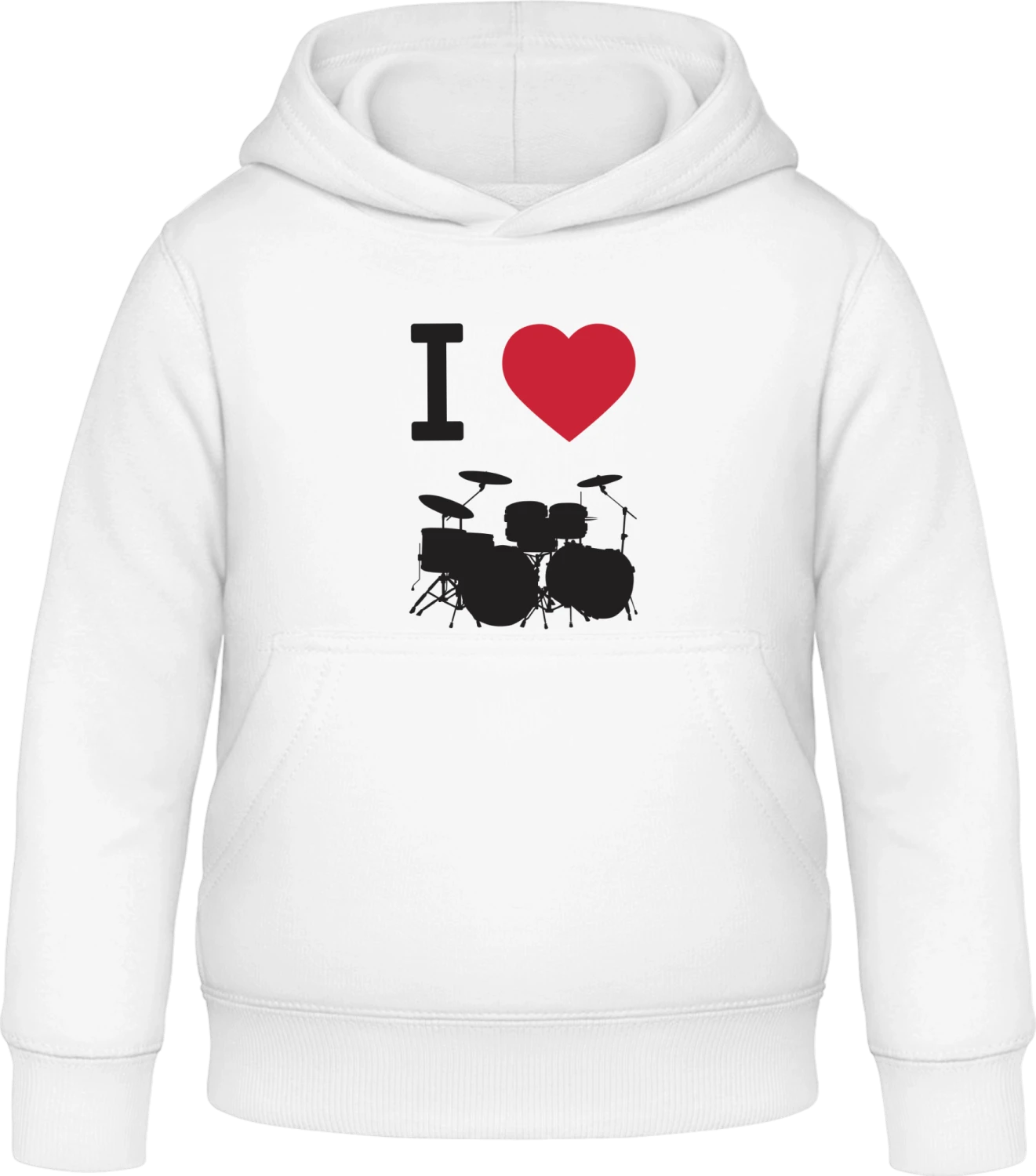 I Love Drums - Arctic white Awdis Hoodie Kids - Front