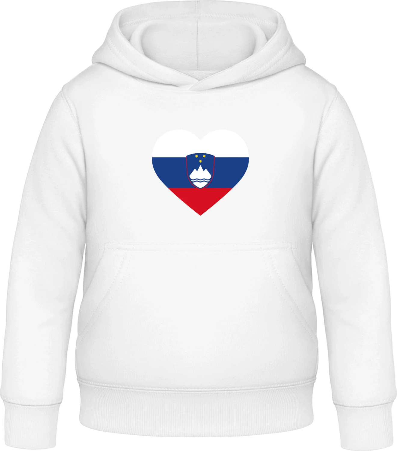 Slovenia Heart Flag - Arctic white Awdis Hoodie Kids - Front