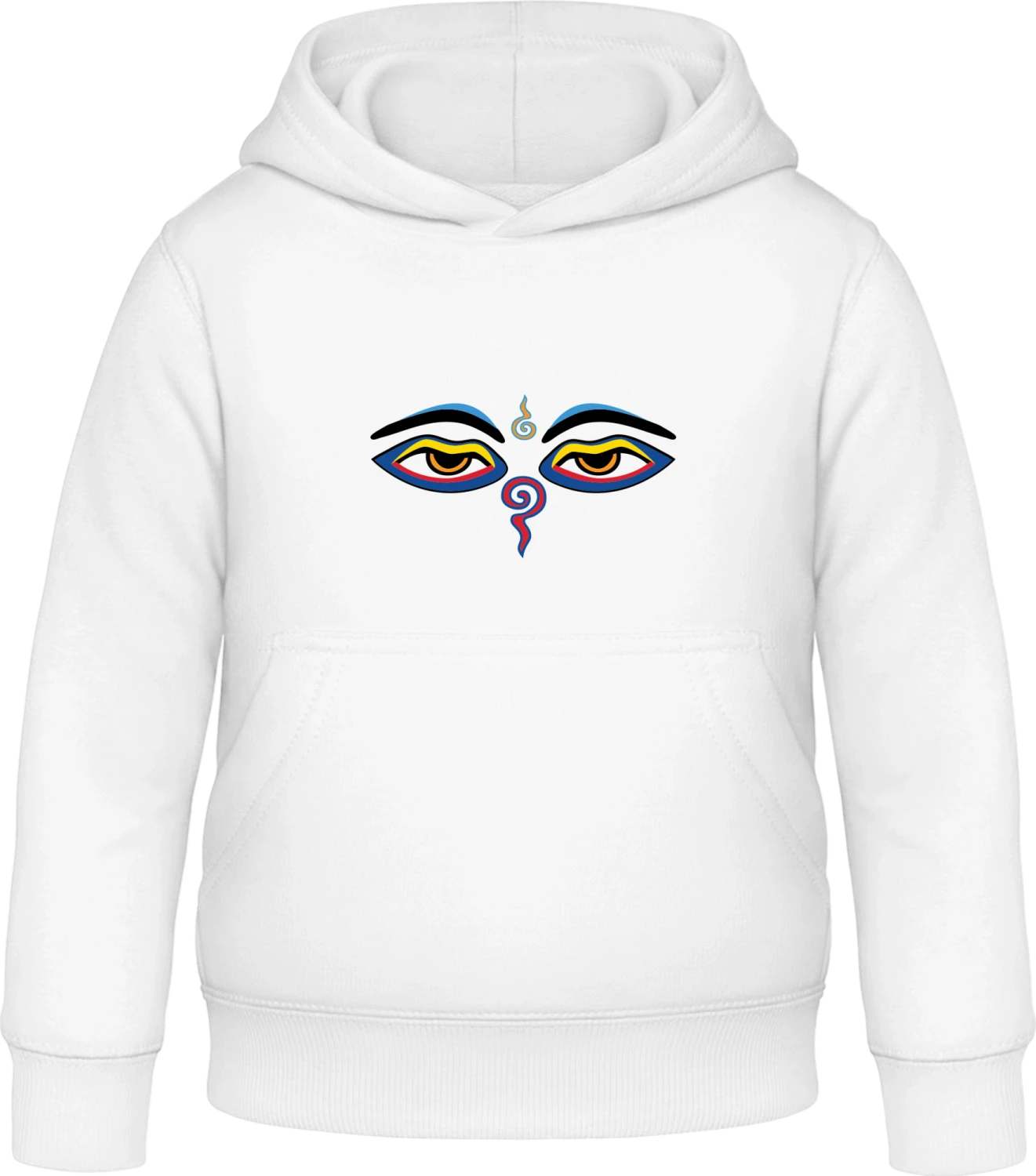 Eyes of Buddha Symbol - Arctic white Awdis Hoodie Kids - Front