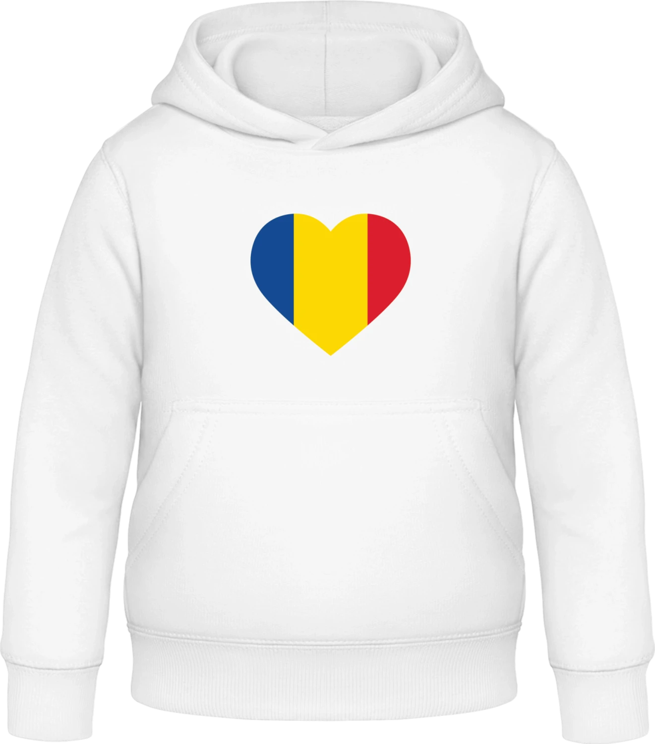 Romania Heart Flag - Arctic white Awdis Hoodie Kids - Front