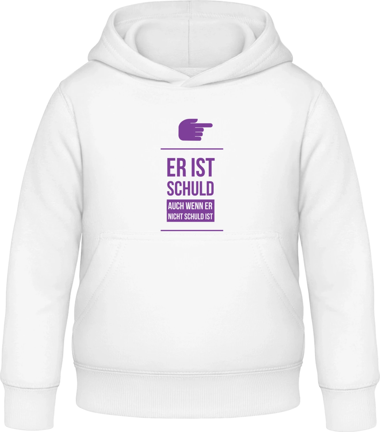 Er ist schuld auch wenn er nicht schuld ist - Arctic white Awdis Hoodie Kids - Front