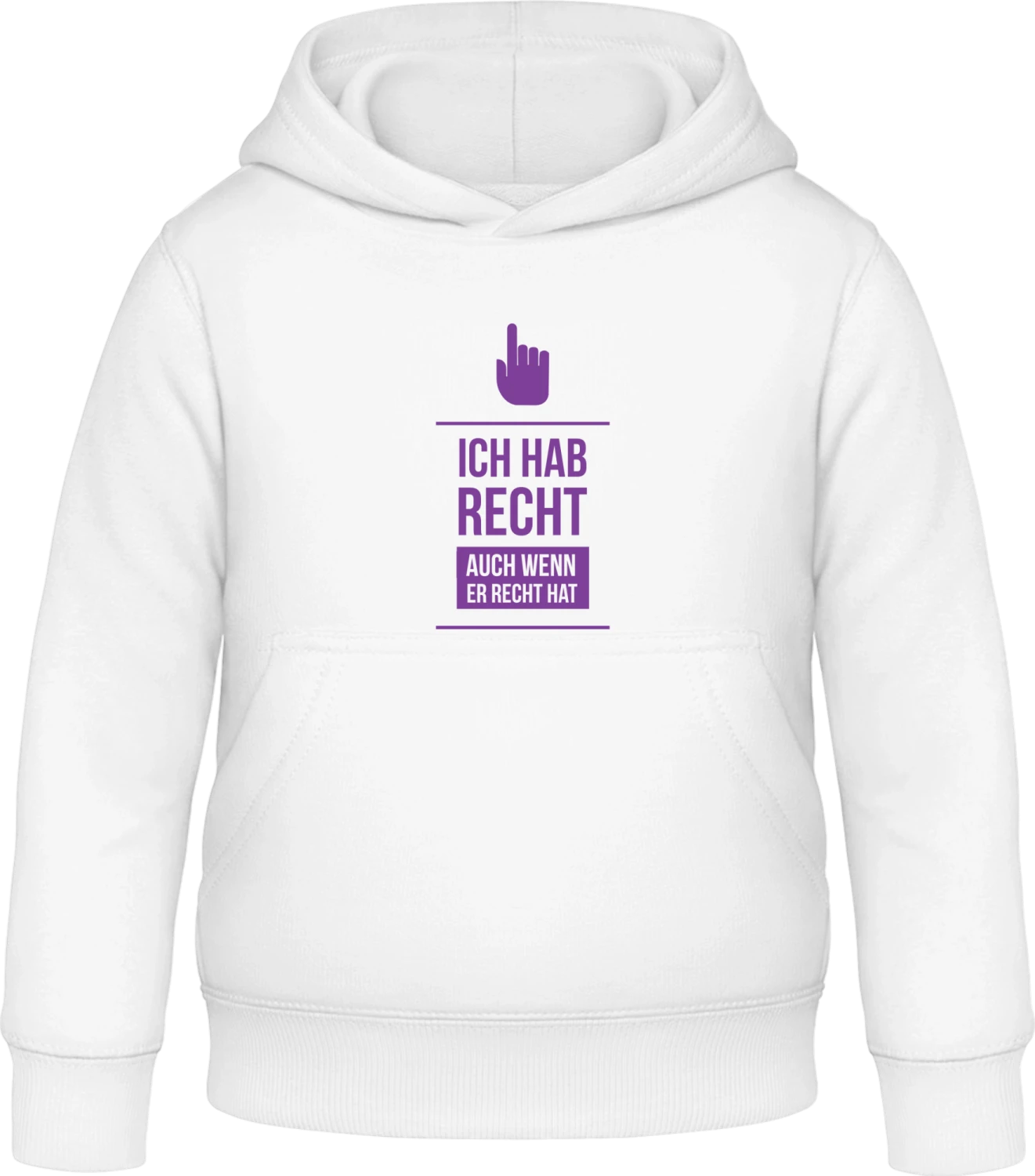 Ich hab Recht auch wenn er Recht hat - Arctic white Awdis Hoodie Kids - Front