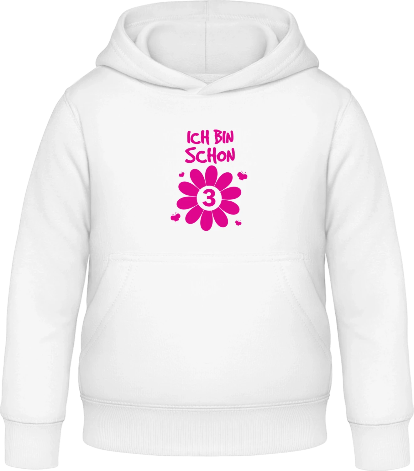 Ich bin schon drei Jahre alt Blume - Arctic white Awdis Hoodie Kids - Front