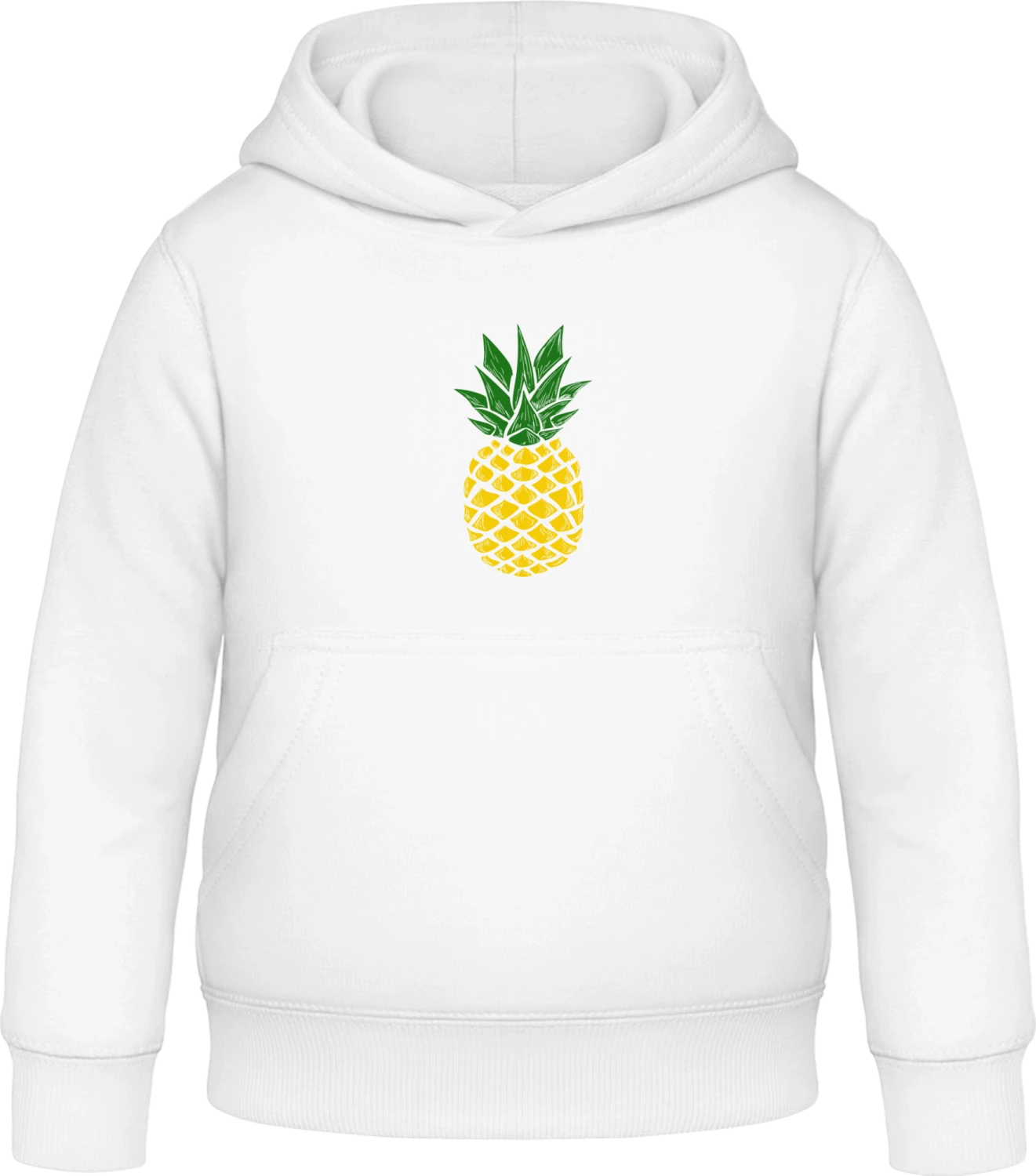 Pineapple Green Yellow - Arctic white Awdis Hoodie Kids - Front