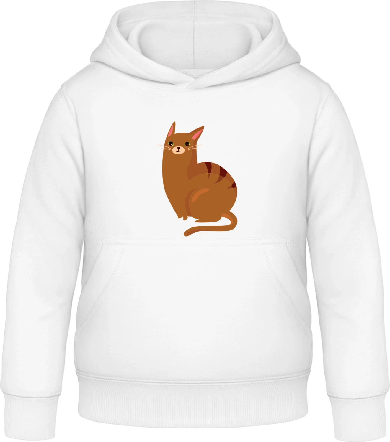 Brown Cat Character - Arctic white Awdis Hoodie Kids - Front