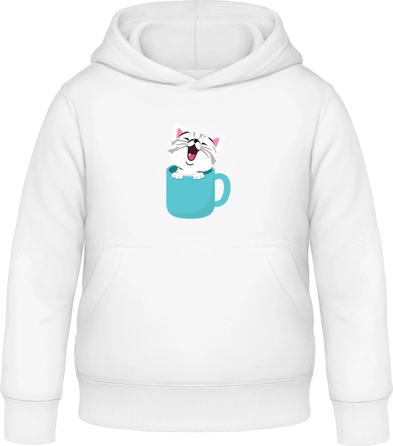 Cat In A Cup - Arctic white Awdis Hoodie Kids - Front