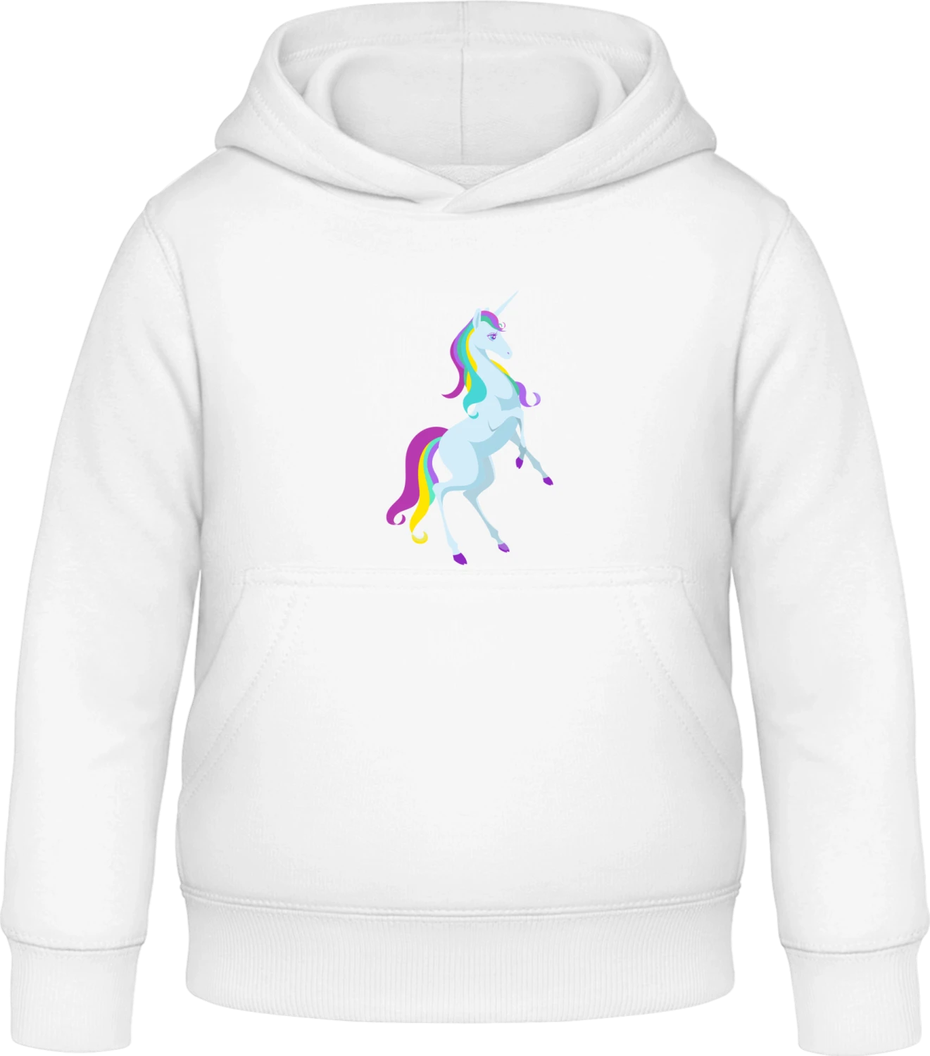 Unicorn Blue Standing - Arctic white Awdis Hoodie Kids - Front