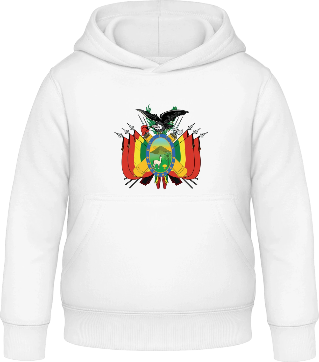 Bolivian Coat of Arms - Arctic white Awdis Hoodie Kids - Front