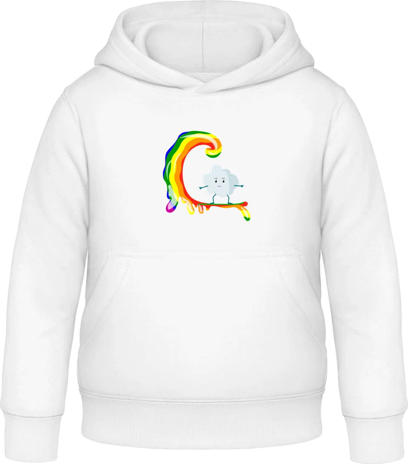 Cloud Surfs On Rainbow Wave - Arctic white Awdis Hoodie Kids - Front