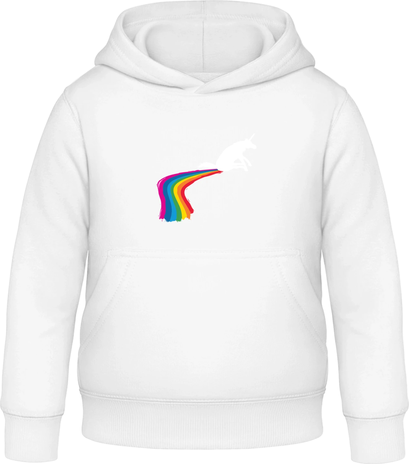 Unicorn Pooping A Rainbow - Arctic white Awdis Hoodie Kids - Front