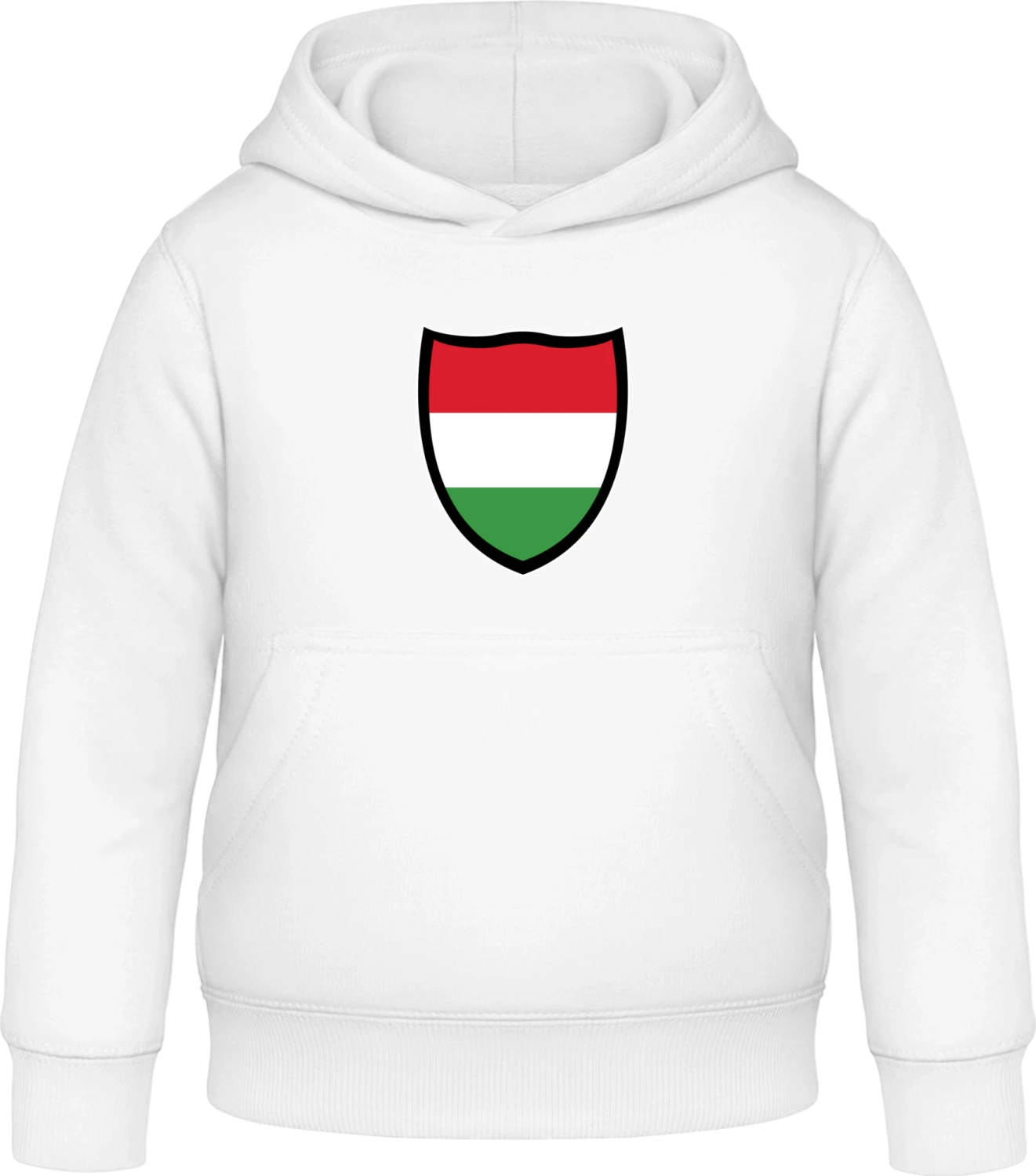 Hungary Flag Shield - Arctic white Awdis Hoodie Kids - Front