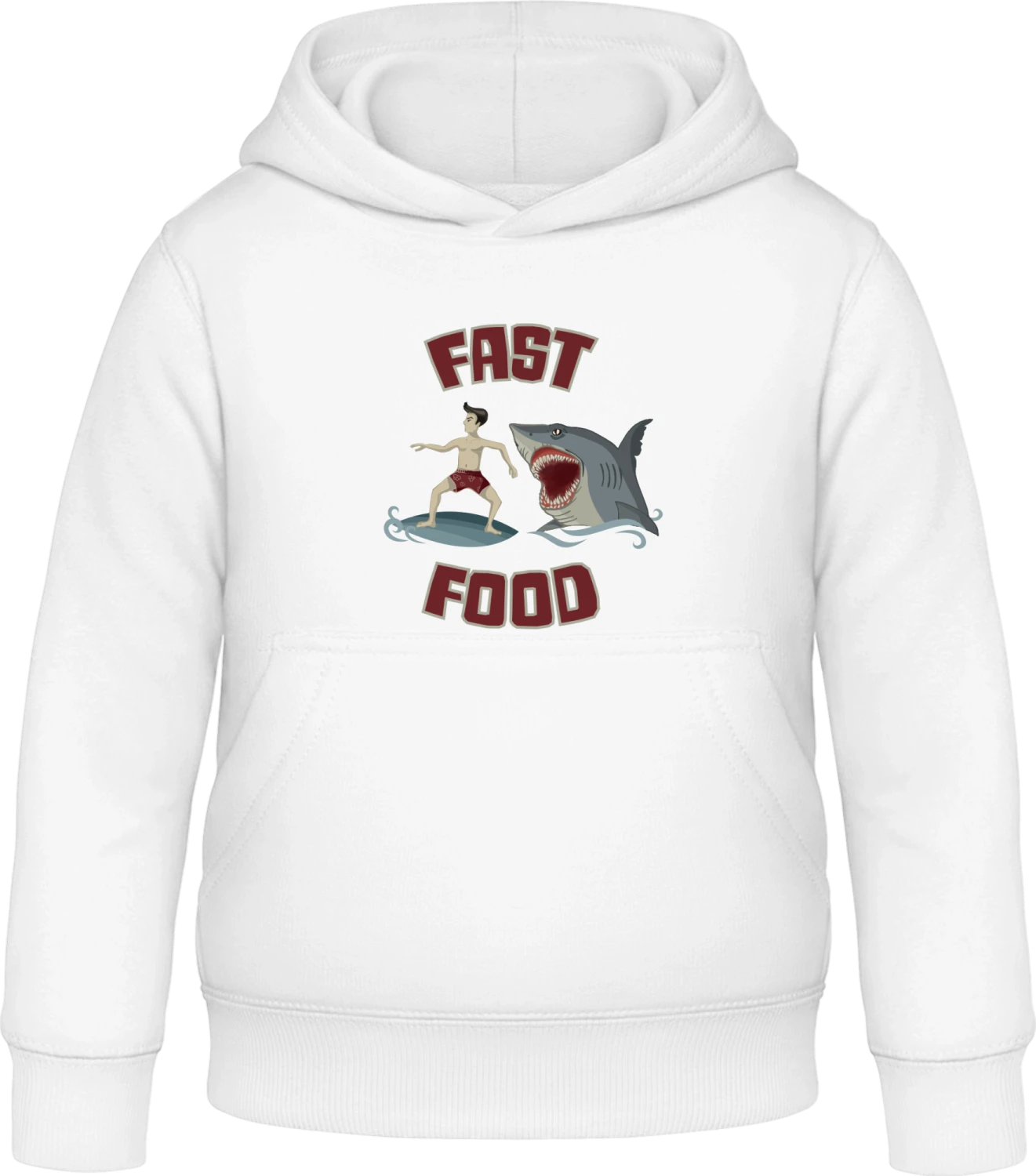 Fast Food Surfer vs Shark - Arctic white Awdis Hoodie Kids - Front