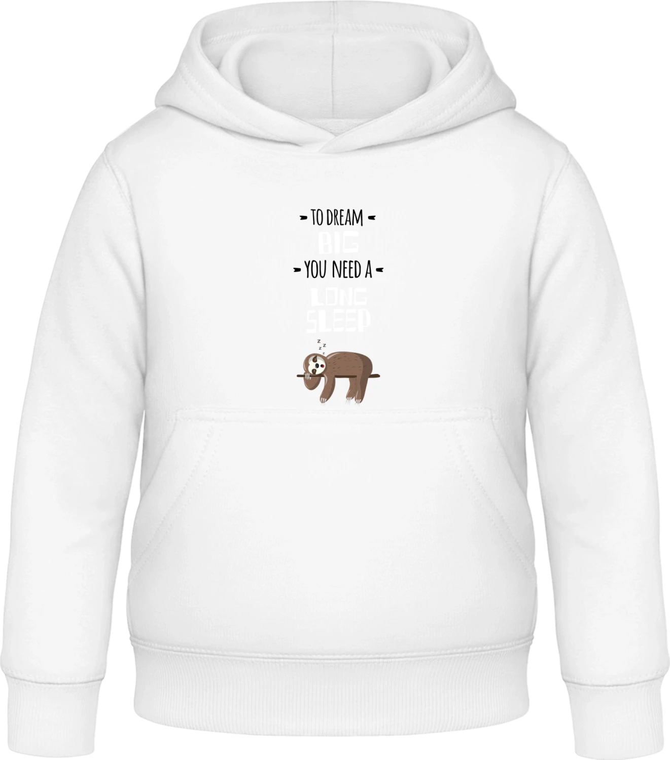 To Dream Big You Need a Long Sleep - Arctic white Awdis Hoodie Kids - Front