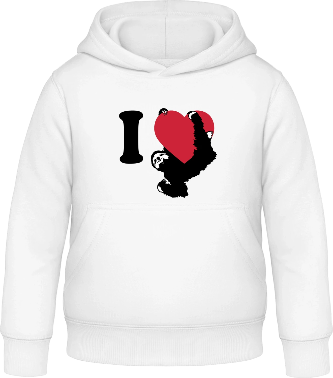 I Love Sloths - Arctic white Awdis Hoodie Kids - Front