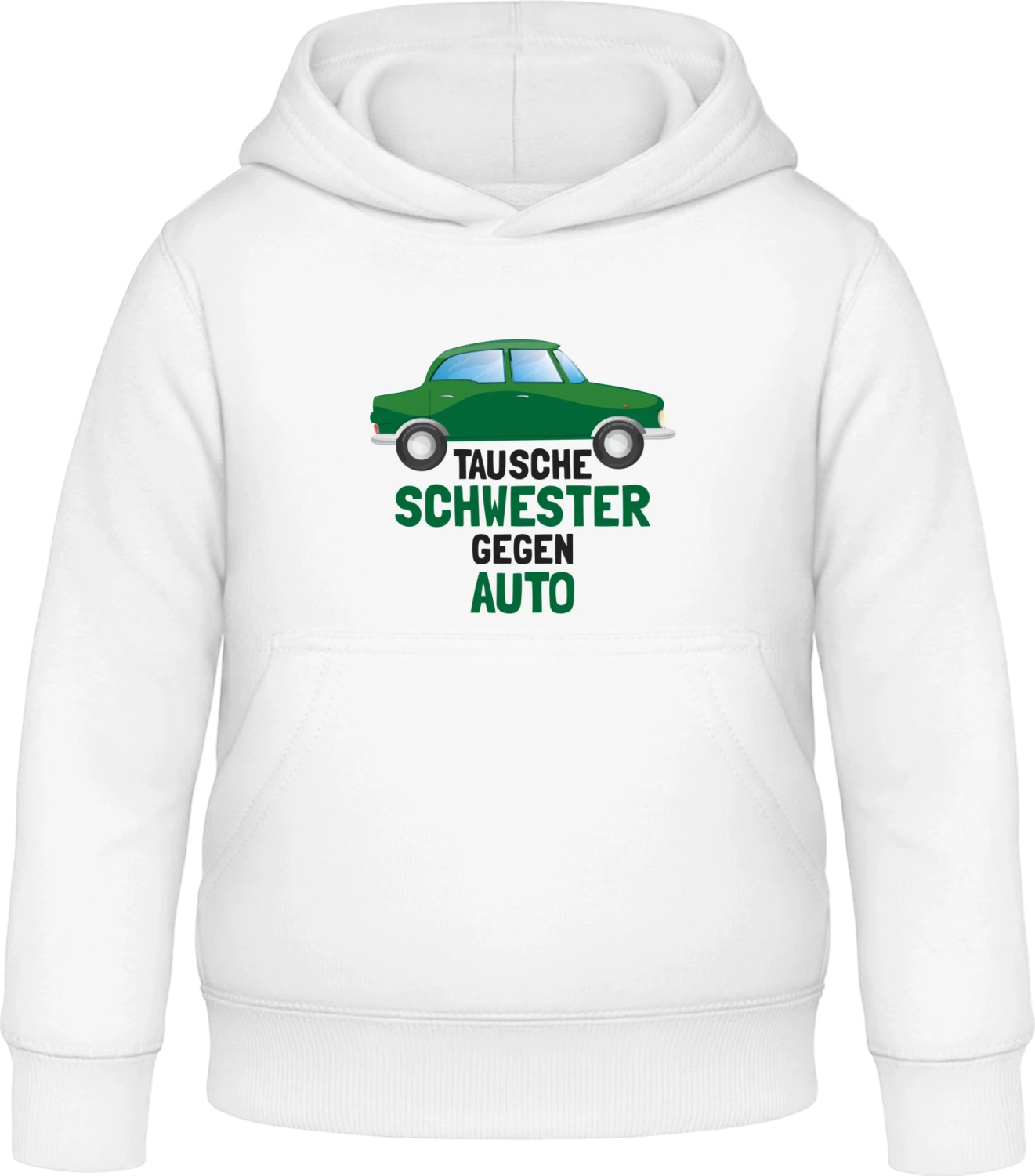 Tausche Schwester gegen Auto - Arctic white Awdis Hoodie Kids - Front