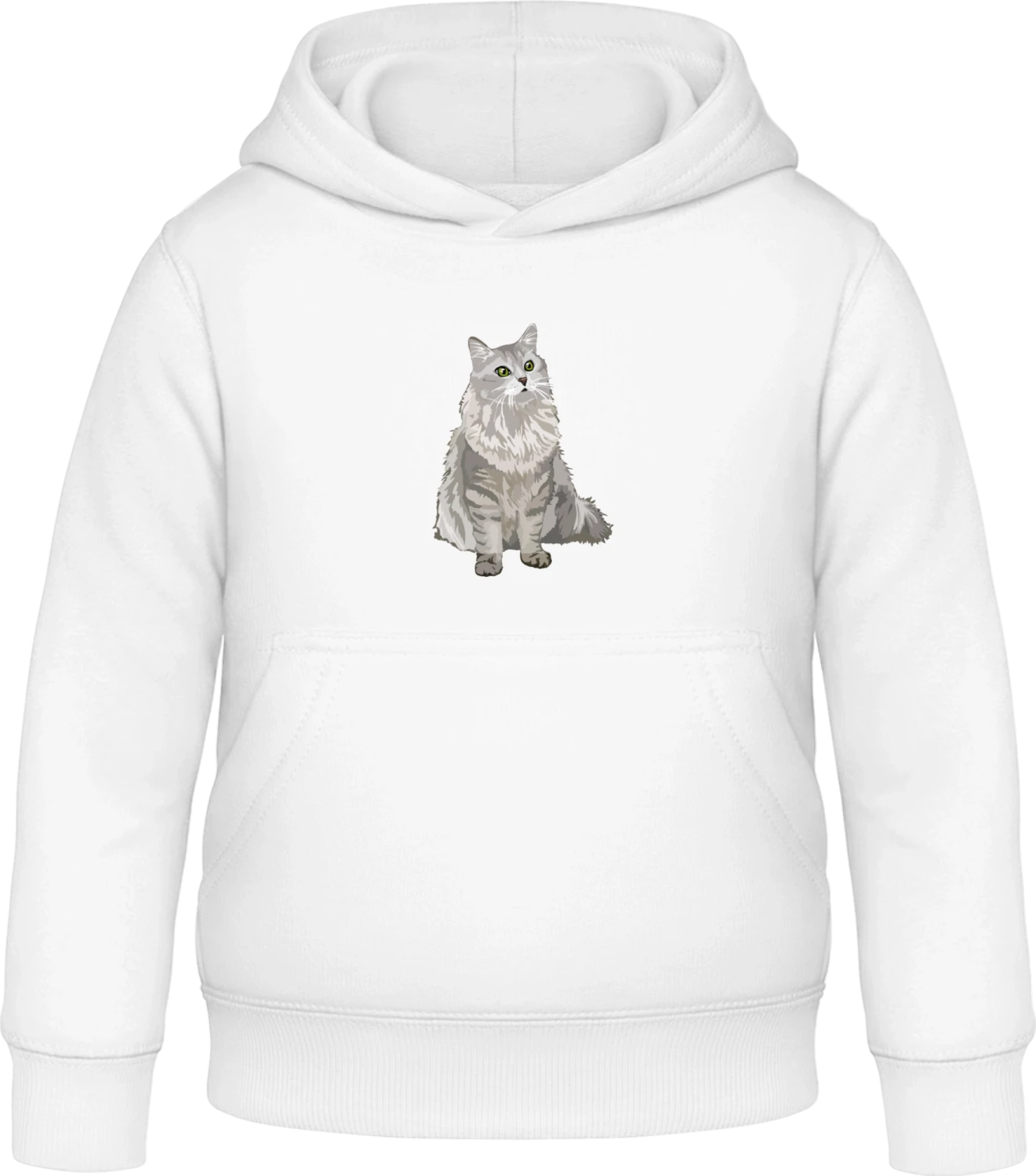 Silver Tabby Fluffy Cat - Arctic white Awdis Hoodie Kids - Front