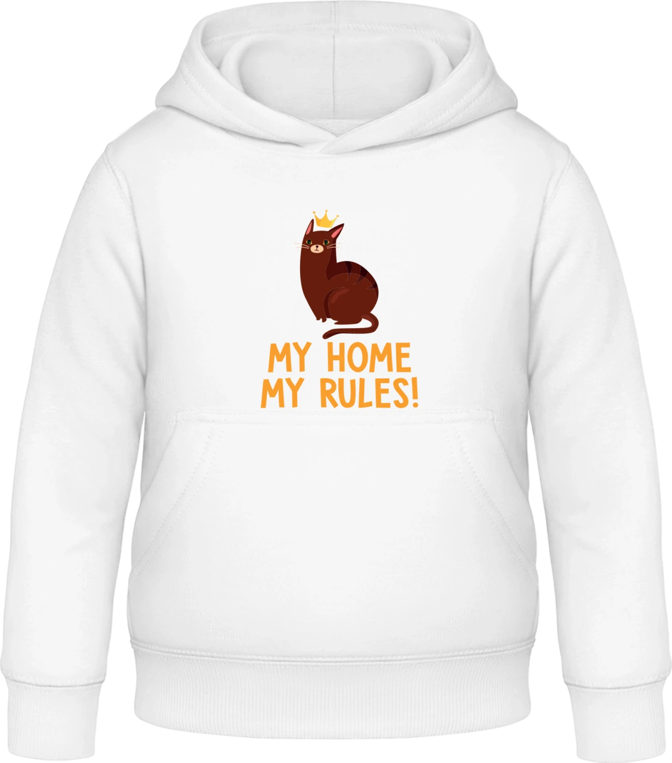 My Home My Rules King Cat - Arctic white Awdis Hoodie Kids - Front