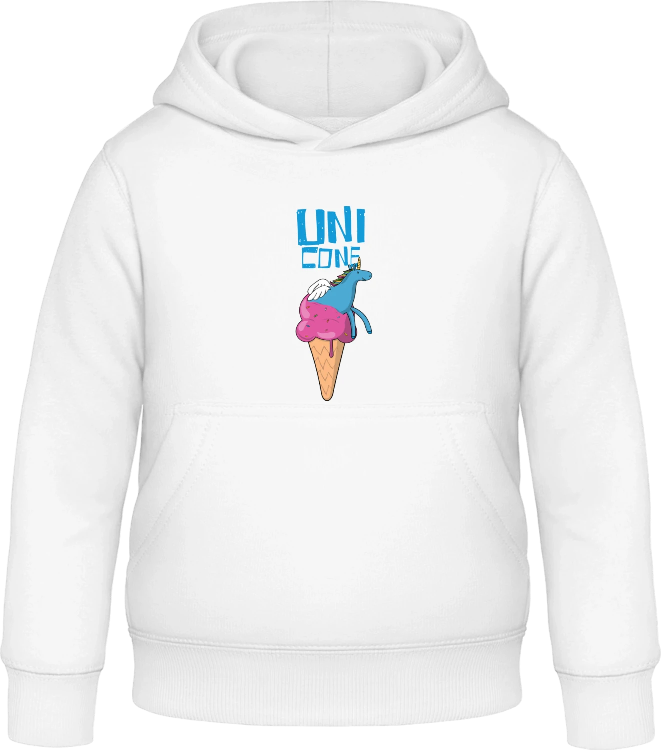 Unicorn Ice Cream Cone - Arctic white Awdis Hoodie Kids - Front