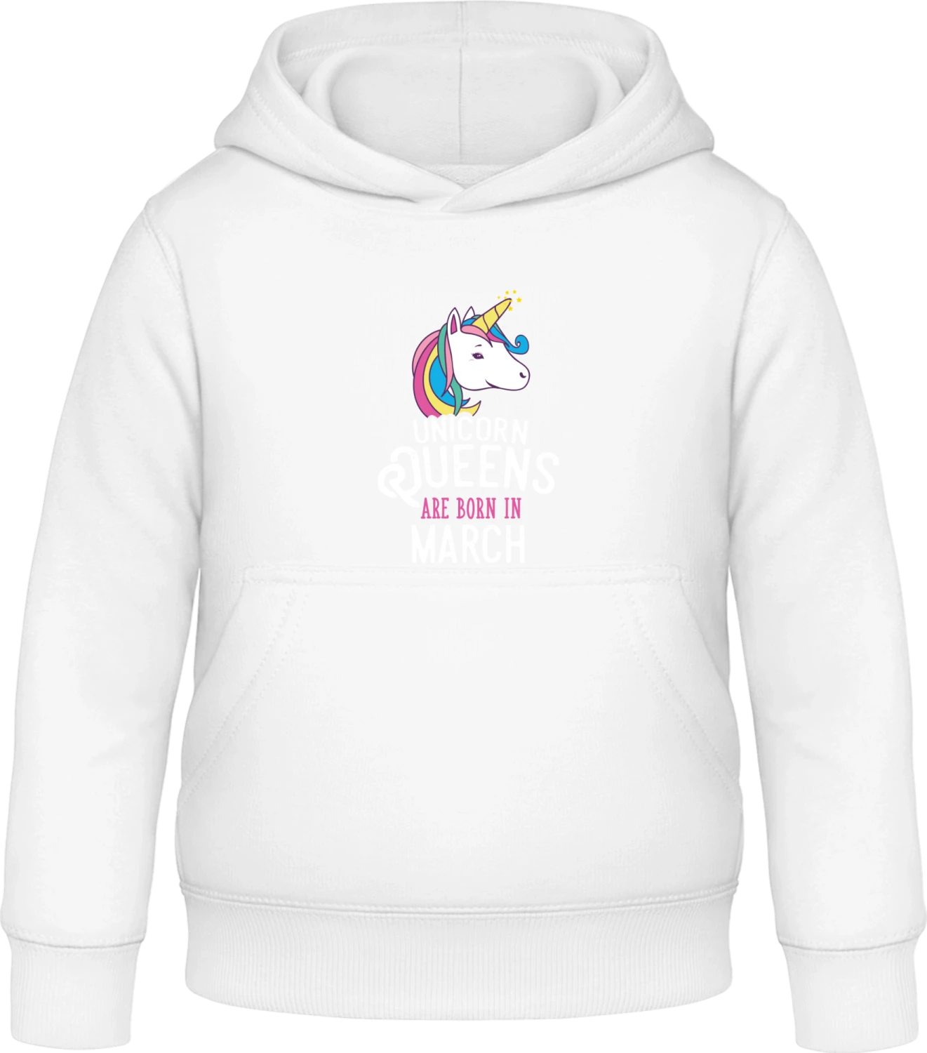 Unicorn Queens Are Born In March - Arctic white Awdis Hoodie Kids - Front