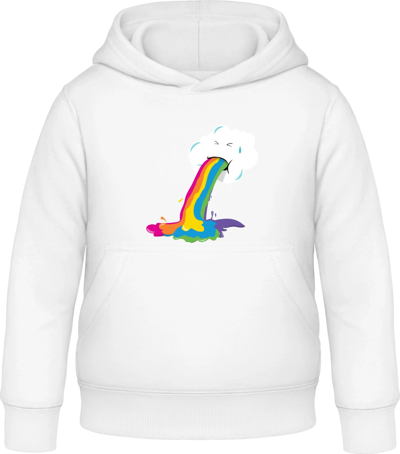 Cloud Puking Rainbow - Arctic white Awdis Hoodie Kids - Front