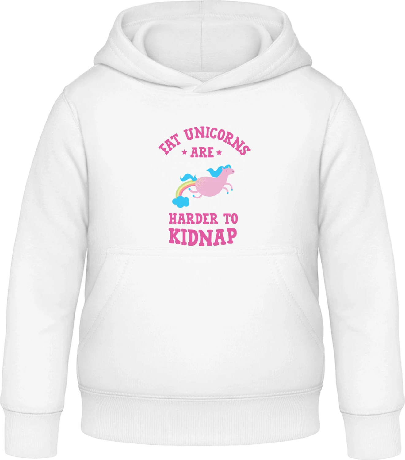 Fat Unicorns Are Harder To Kidnap Rainbow - Arctic white Awdis Hoodie Kids - Front