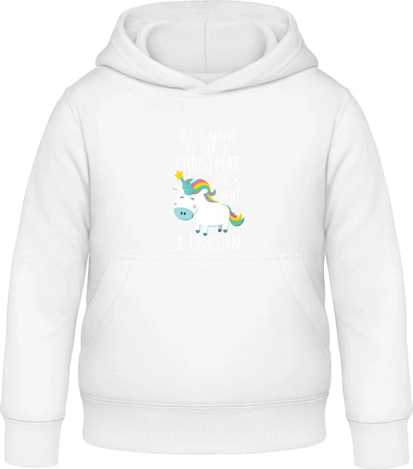 All I Want For Christmas Is A Unicorn - Arctic white Awdis Hoodie Kids - Front