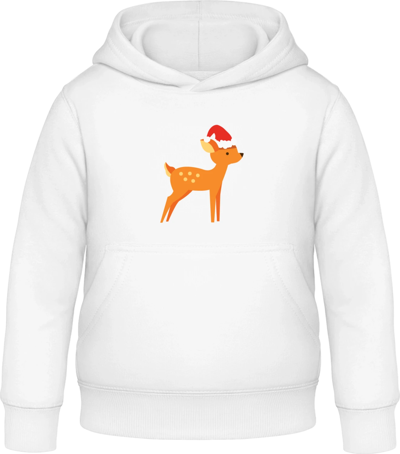 Little Deer With Christmas Hat - Arctic white Awdis Hoodie Kids - Front