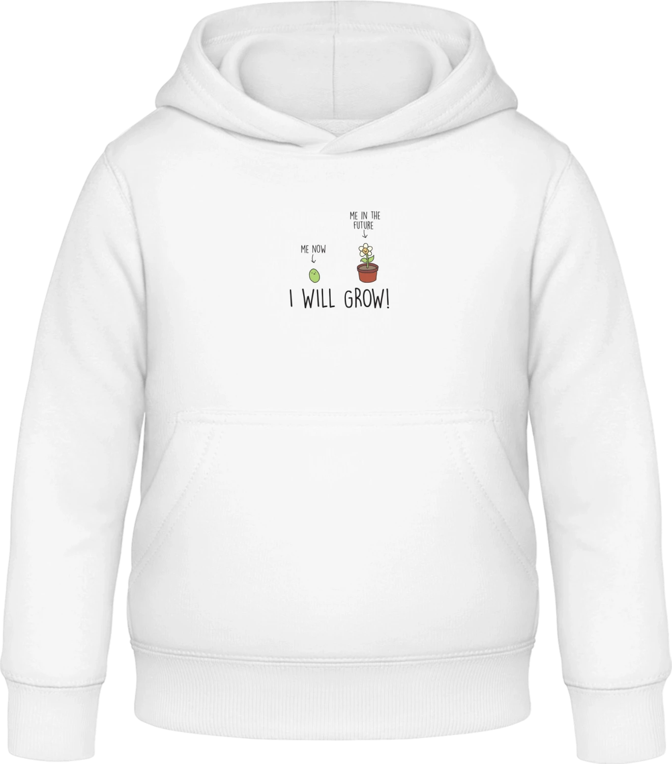 Me Now I Will Grow - Arctic white Awdis Hoodie Kids - Front