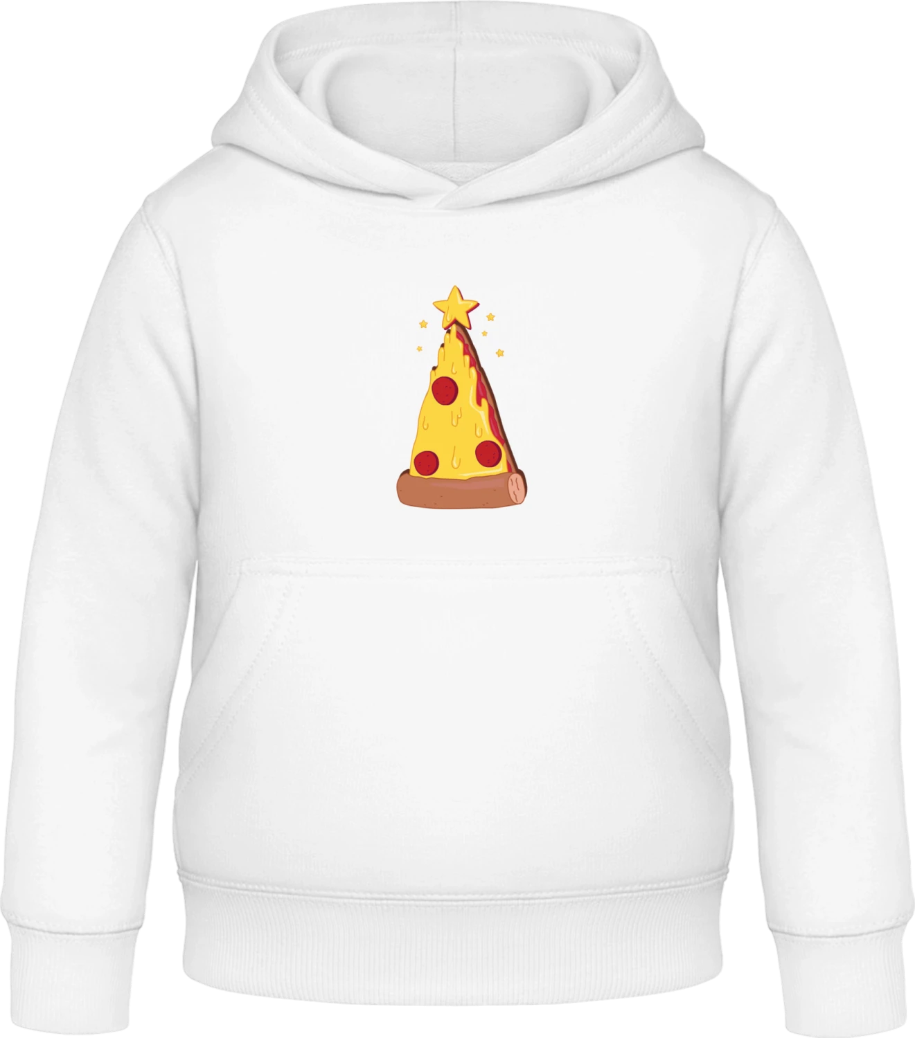 Pizza Christmas Tree - Arctic white Awdis Hoodie Kids - Front