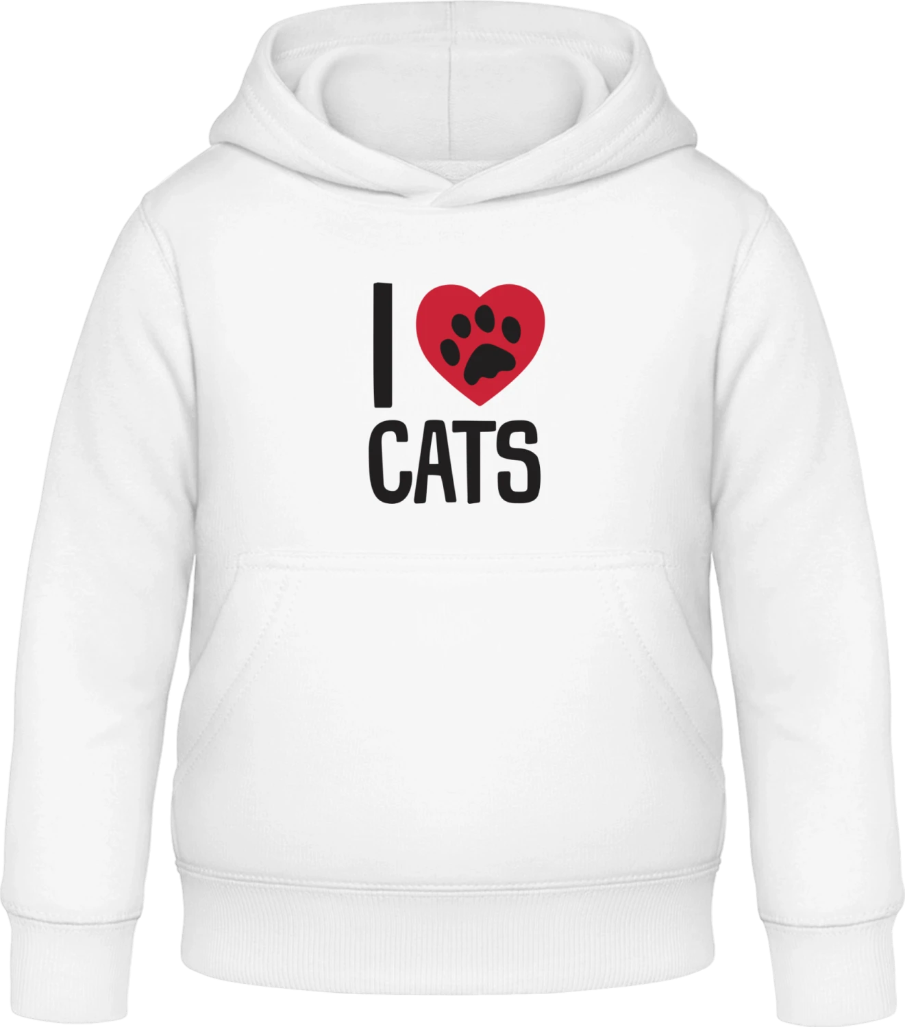 I Love Cats Paw - Arctic white Awdis Hoodie Kids - Front