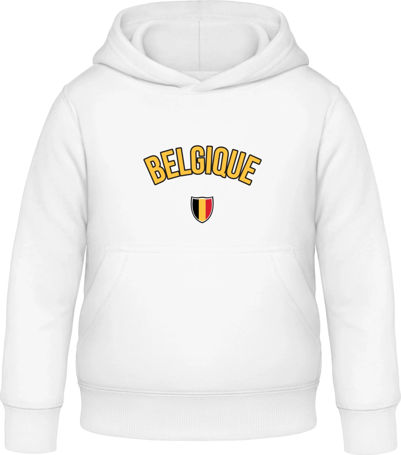 BELGIQUE Flag Fan - Arctic white Awdis Hoodie Kids - Front