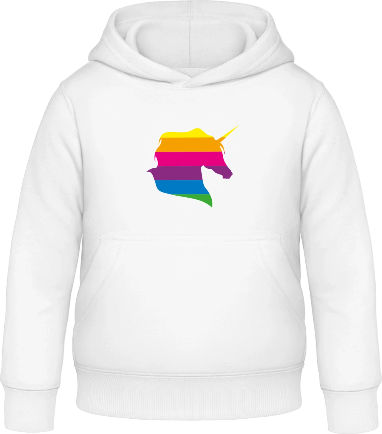 Rainbow Unicorn Head - Arctic white Awdis Hoodie Kids - Front