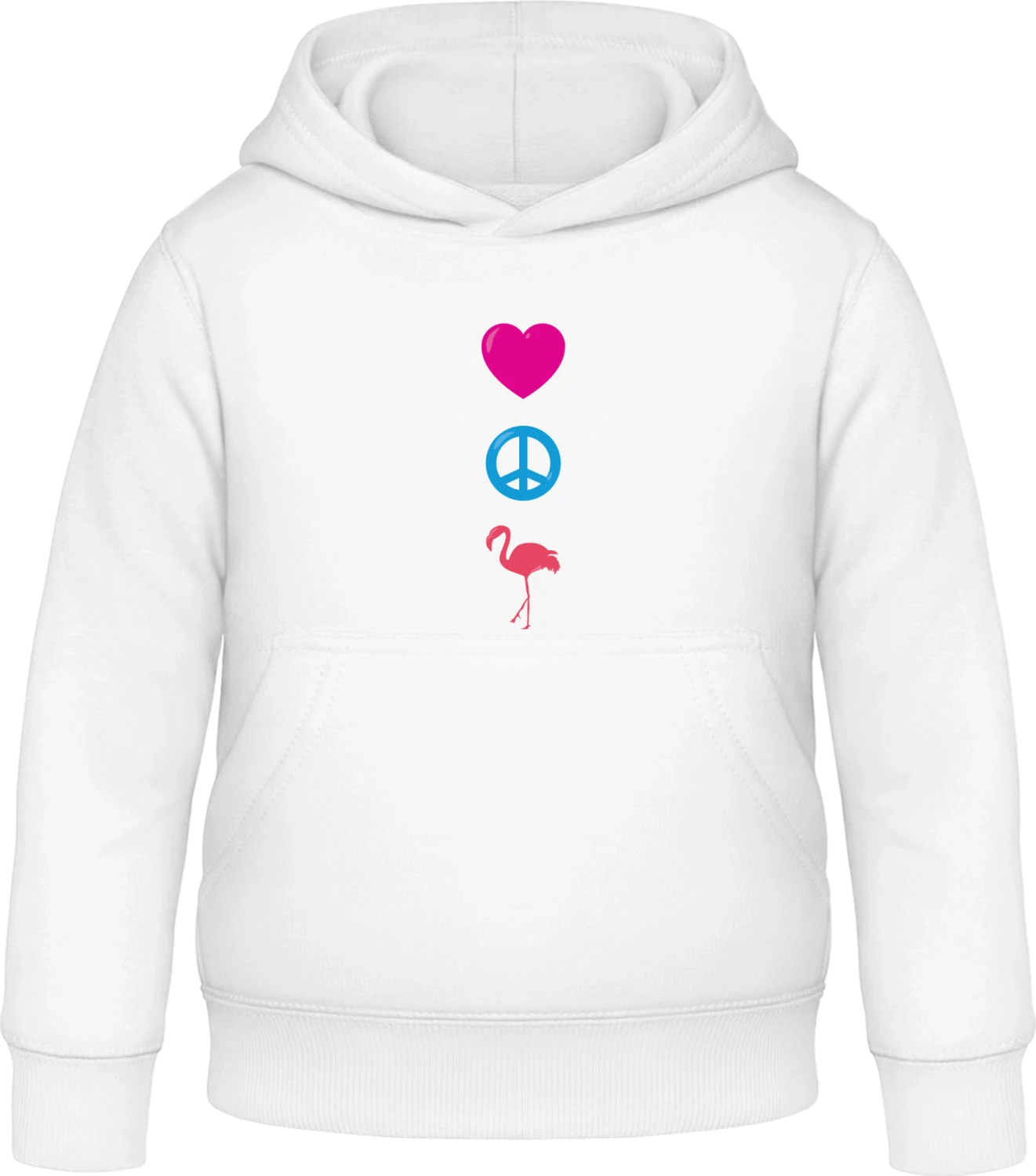 Love Peace Flamingo - Arctic white Awdis Hoodie Kids - Front